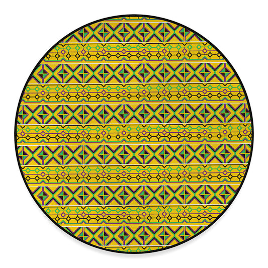 Asante Kente Pattern Print Round Floor Mat