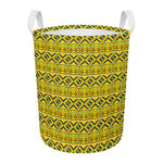 Asante Kente Pattern Print Round Laundry Basket