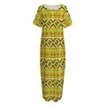 Asante Kente Pattern Print Short Sleeve Long Nightdress