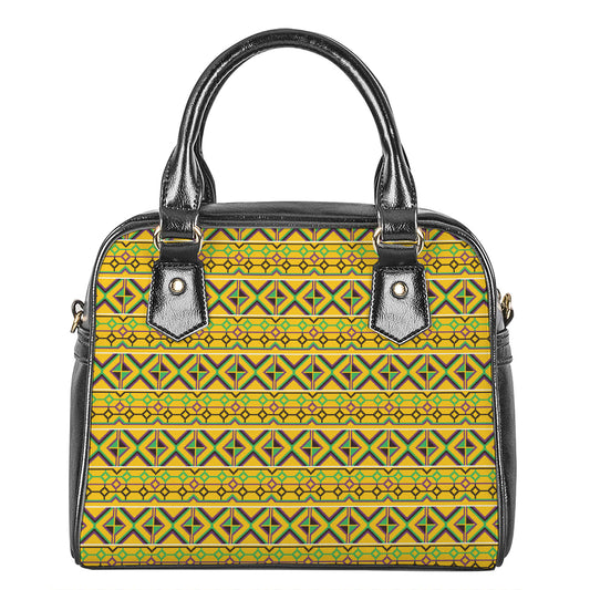 Asante Kente Pattern Print Shoulder Handbag