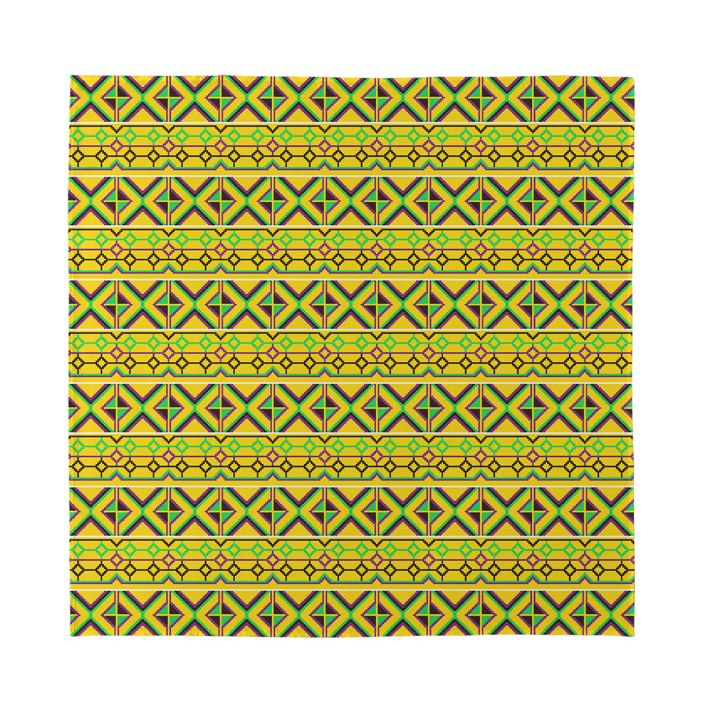 Asante Kente Pattern Print Silk Bandana