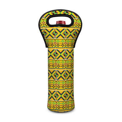 Asante Kente Pattern Print Single Neoprene Wine Tote