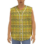 Asante Kente Pattern Print Sleeveless Baseball Jersey