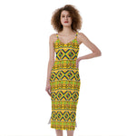 Asante Kente Pattern Print Slim Fit Midi Cami Dress