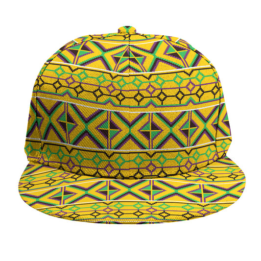 Asante Kente Pattern Print Snapback Cap