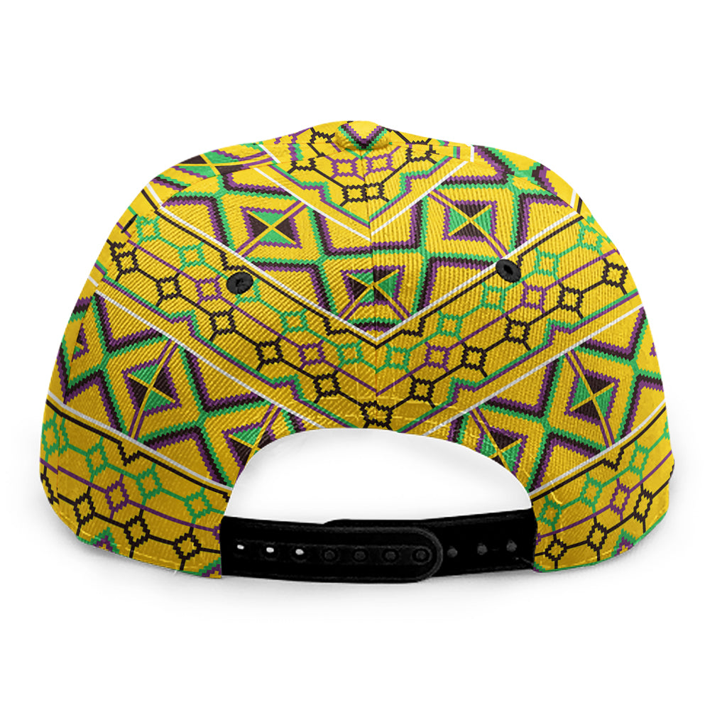 Asante Kente Pattern Print Snapback Cap