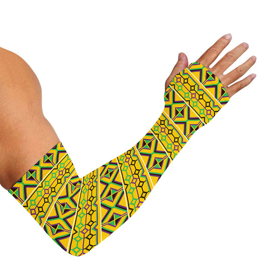 Asante Kente Pattern Print Sun Protection Arm Sleeves