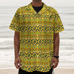 Asante Kente Pattern Print Textured Short Sleeve Shirt