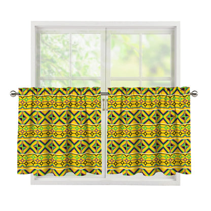 Asante Kente Pattern Print Tier Curtains