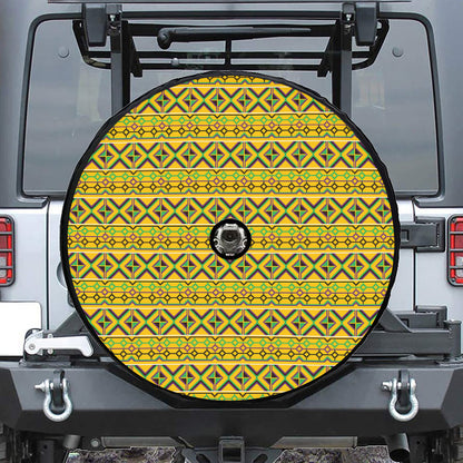 Asante Kente Pattern Print Tire Cover With Camera Hole