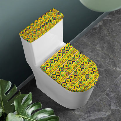 Asante Kente Pattern Print Toilet Lid And Tank Cover Set