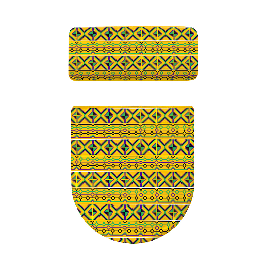 Asante Kente Pattern Print Toilet Lid And Tank Cover Set
