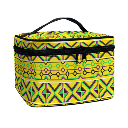 Asante Kente Pattern Print Travel Makeup Bag