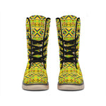 Asante Kente Pattern Print Winter Boots