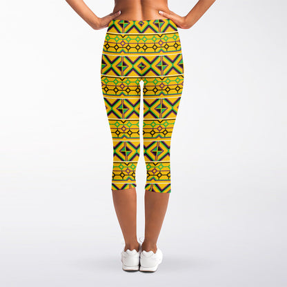 Asante Kente Pattern Print Women's Capri Leggings