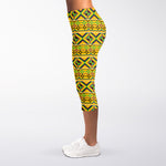 Asante Kente Pattern Print Women's Capri Leggings
