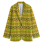 Asante Kente Pattern Print Women's Cotton Blazer