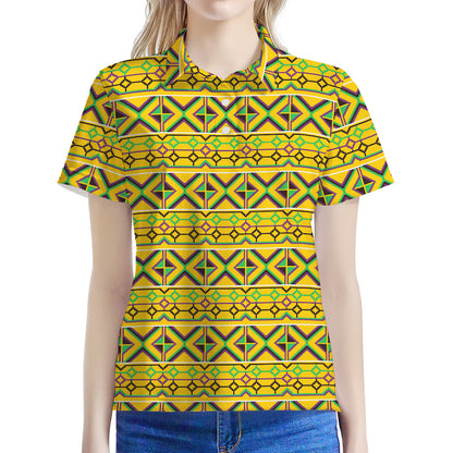 Asante Kente Pattern Print Women's Polo Shirt