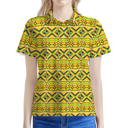 Asante Kente Pattern Print Women's Polo Shirt