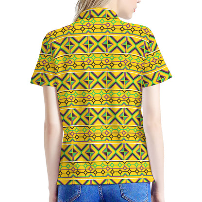 Asante Kente Pattern Print Women's Polo Shirt