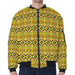 Asante Kente Pattern Print Zip Sleeve Bomber Jacket