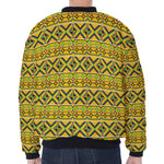 Asante Kente Pattern Print Zip Sleeve Bomber Jacket