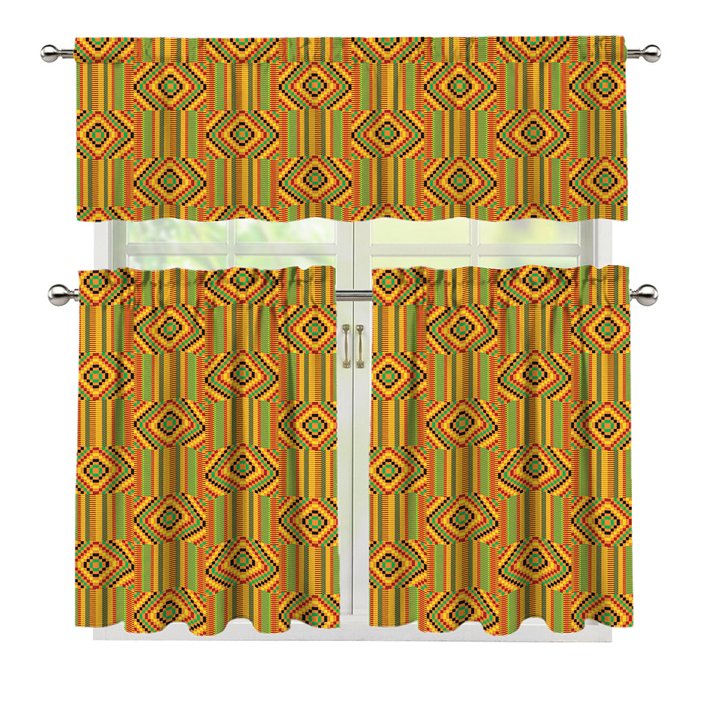 Ashanti Kente Pattern Print 3 Piece Kitchen Curtains