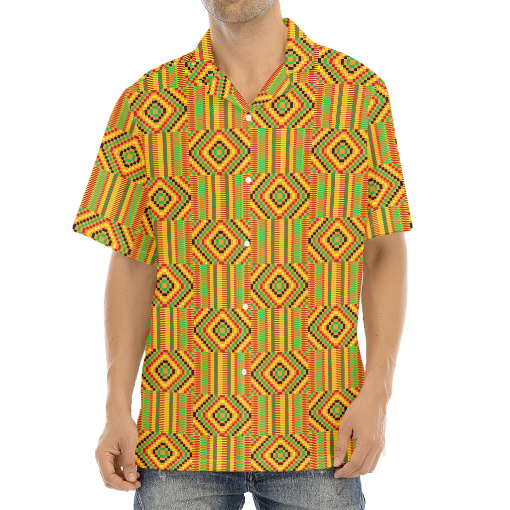 Ashanti Kente Pattern Print Aloha Shirt