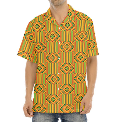 Ashanti Kente Pattern Print Aloha Shirt