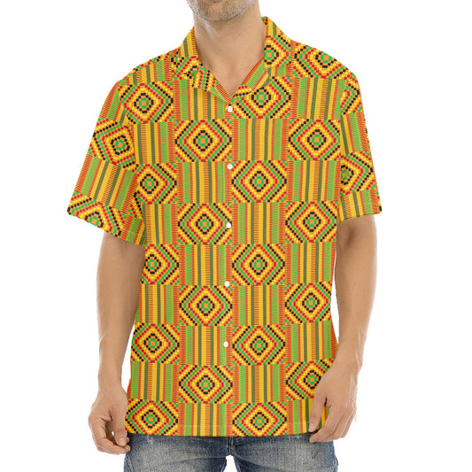 Ashanti Kente Pattern Print Aloha Shirt