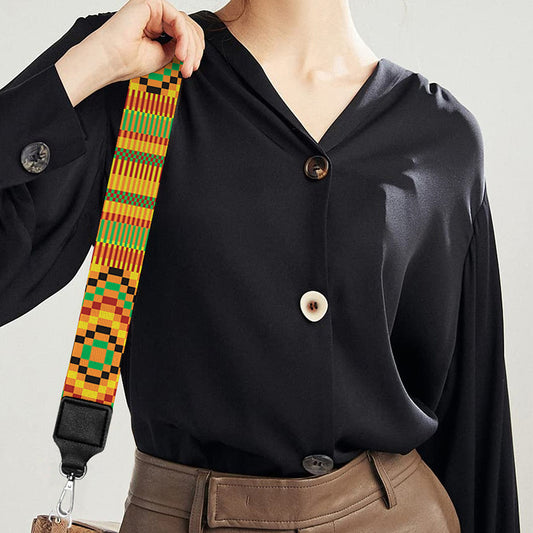 Ashanti Kente Pattern Print Bag Strap