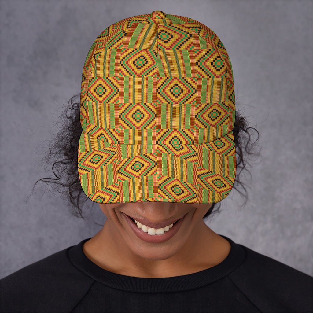 Ashanti Kente Pattern Print Baseball Cap