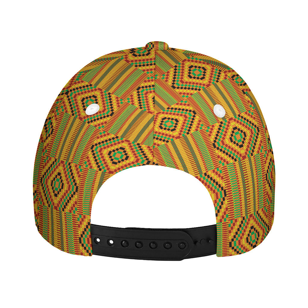 Ashanti Kente Pattern Print Baseball Cap