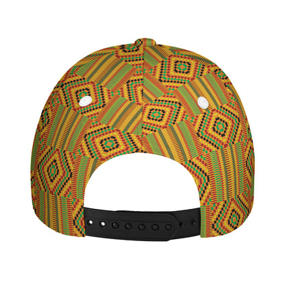 Ashanti Kente Pattern Print Baseball Cap
