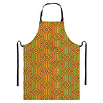Ashanti Kente Pattern Print Bib Apron With Pocket