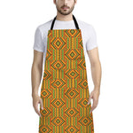 Ashanti Kente Pattern Print Bib Apron With Pocket