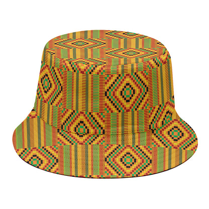Ashanti Kente Pattern Print Bucket Hat