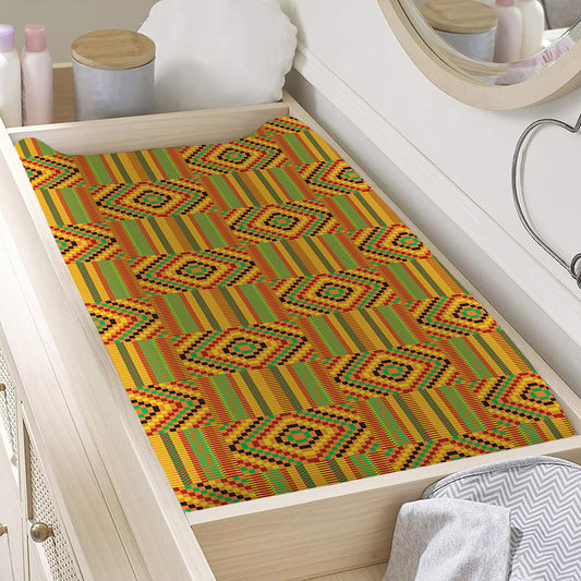 Ashanti Kente Pattern Print Changing Pad Cover