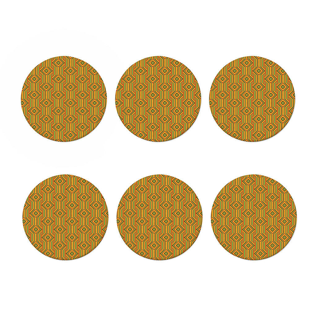 Ashanti Kente Pattern Print Coaster Set