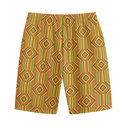 Ashanti Kente Pattern Print Cotton Shorts