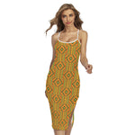 Ashanti Kente Pattern Print Cross Back Cami Dress