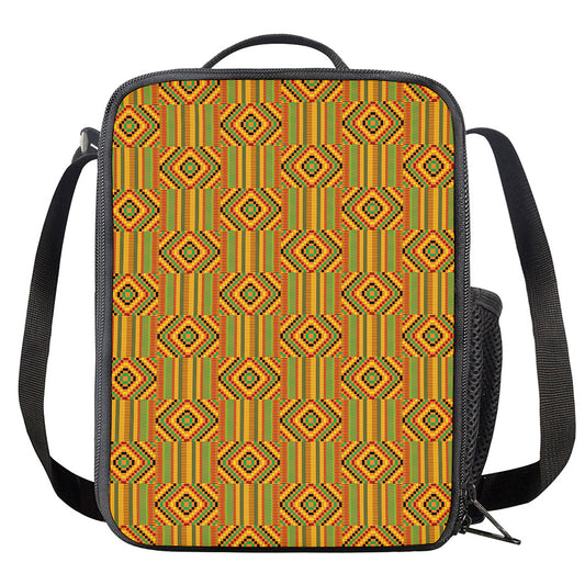 Ashanti Kente Pattern Print Crossbody Lunch Bag