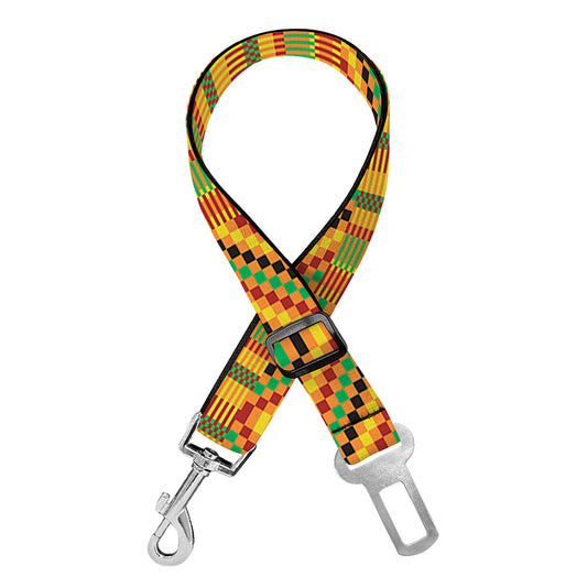 Ashanti Kente Pattern Print Dog Seat Belt