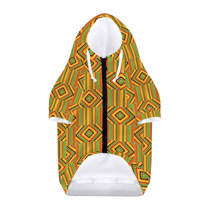 Ashanti Kente Pattern Print Dog Zip Up Hoodie
