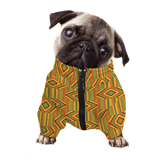 Ashanti Kente Pattern Print Dog Zip Up Jacket
