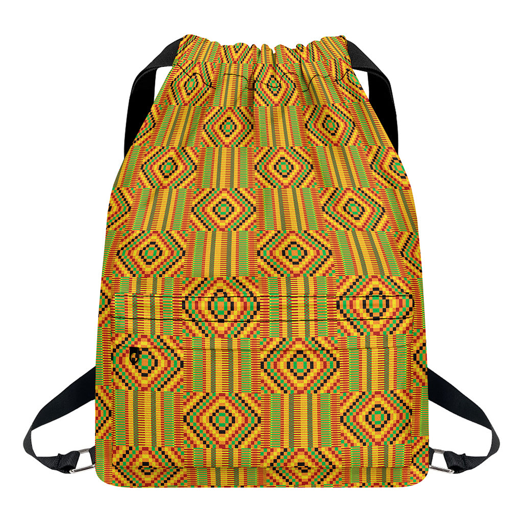 Ashanti Kente Pattern Print Drawstring Backpack