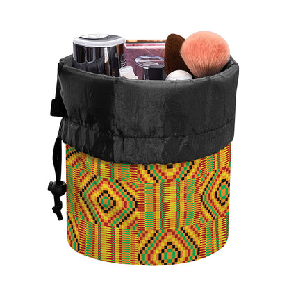 Ashanti Kente Pattern Print Drawstring Makeup Bag