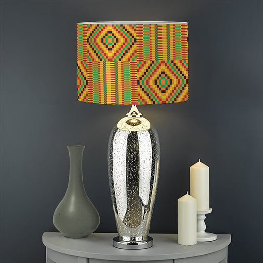 Ashanti Kente Pattern Print Drum Lamp Shade