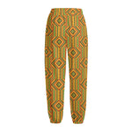 Ashanti Kente Pattern Print Fleece Lined Knit Pants
