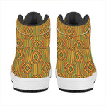Ashanti Kente Pattern Print High Top Leather Sneakers